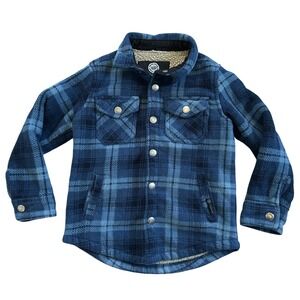 Weatherproof Blue Plaid Fleece Lined Shacket Shirt Jacket Kids Size 4/5